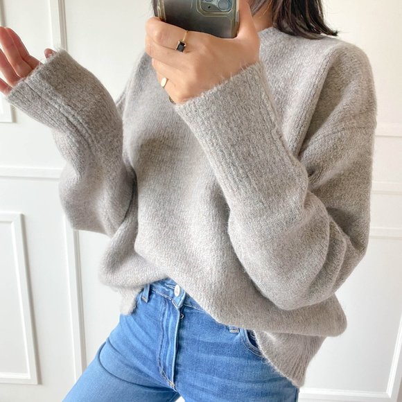 (LAST ONE) Thick Sweater Wool/Mohair Grey - Picture 6 of 12